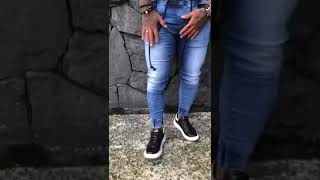 Calça Jeans Azul Jogger Masculina c/ Corda e Elastano