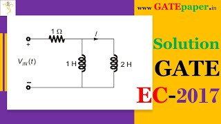 GATE 2017 Find the time at which current flowing through inductor is 2 amperes