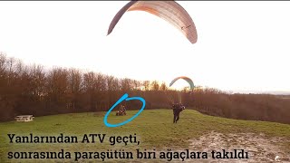 Yamaç paraşütçülerini izlerken yanlarından ATV geçti gitti