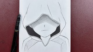 Easy anime drawing | how to draw a boy wearing hoodie step-by-step