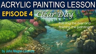 Acrylic Landscape Painting Tutorial | Clear Day | Episode 4 | River, Pathway and Autumn Tree