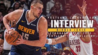 Nikola Jokić Postgame Locker Room Interview vs. Trail Blazers 🎙 | 2/12/25