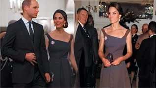 Catherine,turned heads in a dazzling £1000 dress and wore the royal family's diamond maple leaf .