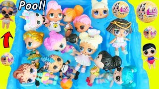 LOL SURPRISE Dolls Open Lil Sister at Pool Accident by Barbie Dreamhouse Adventures Morning Cleaning