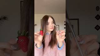 How To Pop Off The Green Top Of Strawberry,Real Or Fake?! #hacks #hack #how #howto #strawberry #real