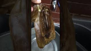 Dried squid soak into water with salt so that easy to soften