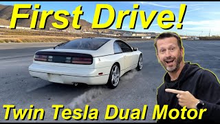 First Drive in a Dual-Tesla Motor 300ZX – VIOLENCE!