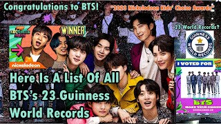 CONGRATULATIONS! BTS 2023 Wins Nickelodeon Kids' Choice Awards And 23 Guinness World Records!