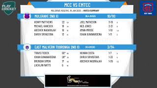 Mulgrave 2nd XI v East Malvern Tooronga 2nd XI