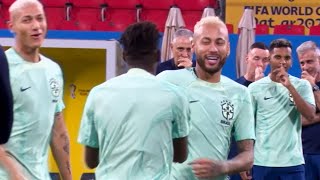 Neymar and Brazil in GOOD SPIRITS as they train on eve of World Cup Quarter-Final against Croatia