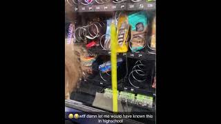 Guy Uses Measuring Tape To Get Out A Snack From The Vending Machine