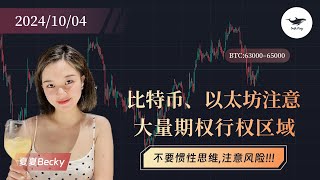 10月4日Becky的期权视频来啦！$BTC $ETH 大量期权行权区域. #BTC #ETH #期权 #交易