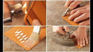 Master is making a phone case from leather! Amazing craft! #woodmood #diy #leather #shorts
