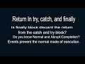 Java Interview Questions: Return in try catch finally block: