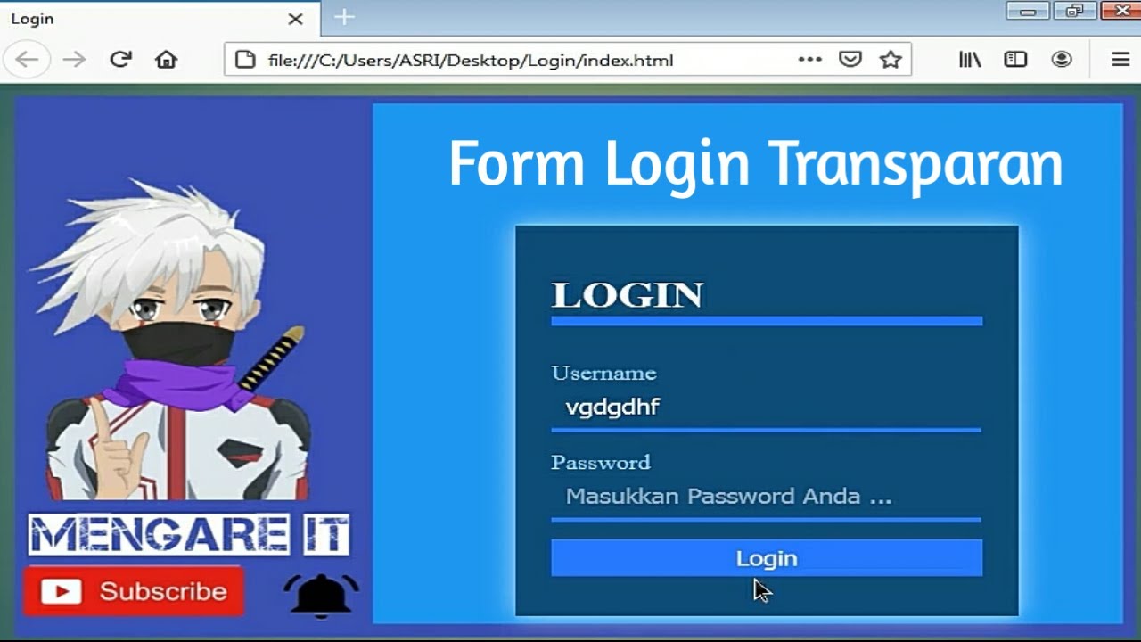 Membuat Halaman Login Transparan Dengan Html Dan Css Transparent Login