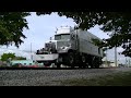 fec hirailer and a holland trackstar rail tester truck