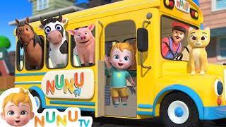 Wheels On The Bus With Animals | Animal Song | Nursery Rhymes & Kids Songs | NuNu Tv