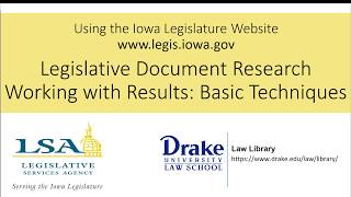 Legislative Document Research: Basic Techniques for Working with Results