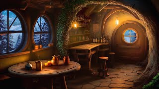 Cozy Hobbit Pub - Winter Ambience - Intense Snowfall and Soothing Howling Wind Sounds for Deep Sleep
