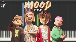 24kGoldn - Mood (Remix) feat. Justin Bieber, J Balvin & iann dior | Piano Tutorial + Partitura