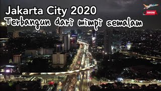 Jakarta City 2020, Night Drone View The Big City In Indonesia