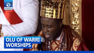 Olu Of Warri In Tears As He Worships God During Coronation Ceremony