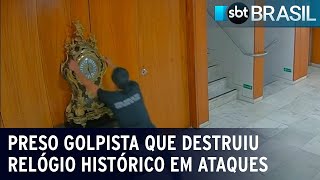 Preso golpista que destruiu relógio histórico em ataques golpistas | SBT Brasil (24/01/23)