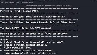 bWAPP - Sensitive Data Exposure - Text Files Accounts - OWASP Top 10