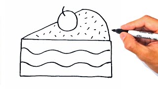 How to draw a Piece of Cake | Cake Drawing Lesson