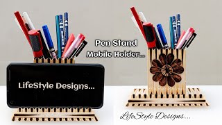 Homemade Pen stand / Pencil holder with ice cream sticks | DIY best out of waste Home Decoration