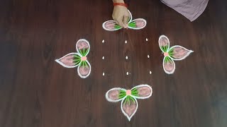 Simple rangoli design 🌺 5*1 dots 🌺 festival rangoli 🌺@maggieworld6779