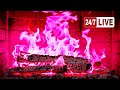 🔥🎃 Halloween Fireplace (LIVE 24/7). Pink Fireplace with Crackling Fire Sounds