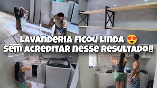 NOSSA LAVANDERIA FICOU UM SONHO😍 | PRATELEIRA E ARMÁRIO INSTALADOS | FIZEMOS O FECHAMENTO