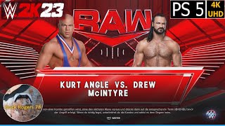 WWE 2K23 - Kurt Angle vs Drew McIntyre w. entrance - PS5Share 4K UHD