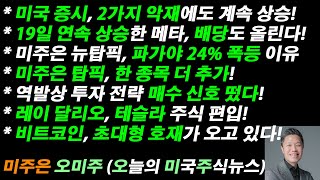 [오늘의 미국주식뉴스] 미주은 탑픽, 한 종목 추가 / 역발상 매수 신호 떴다 / 레이 달리오, 테슬라 주식 편입 / 비트코인 초대형 호재가 오고 있다 / 파가야 24% 폭등 이유