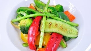 สลัดผักย่างเจ (อาหารเจ) Grilled Vegetable Salad l FoodTravel