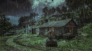 Finding Peace: Thunderstorms and Intense Rain in a Roadside Stone Cabin |ASMR RDR2