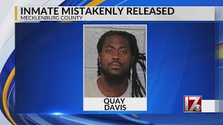 NC inmate mistakenly released over data error, sheriff says