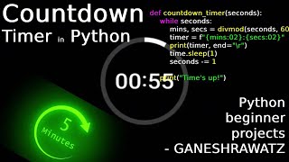 Make a Countdown Timer in Python | Python Beginner Projects | GANESHRAWATZ #pythonprojects