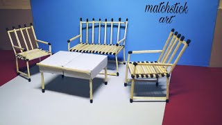 matchstick chair and table / matchstick art and craft ideas..how to make matchstick chair and sofa#8