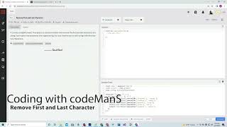 Codewars 8 kyu Remove First and Last Character JavaScript