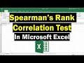 Perform A Spearman's Rank Correlation Test In Excel