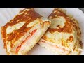 Быстрый, вкусный завтрак или перекус. Горячий бутерброд.