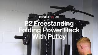 Phase 2 Freestanding Folding Squat Rack w/ Pulley - MuscleSquad