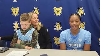 #UNC coach Courtney Banghart and Laila Hull after the No. 14 Tar Heels win at N.C. A\u0026T