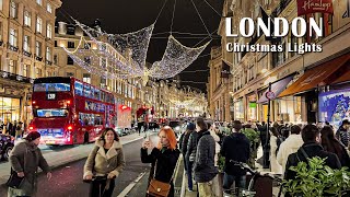 London Best Christmas Lights and Shops Displays 2023✨ Regent Street Angels Walking Tour 🎄 4K HDR