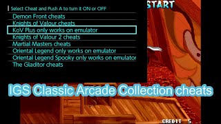 IGS Classic Arcade Collection cheats part 1 of 2