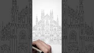 Drawing Duomo Cathedral in Milan #shorts