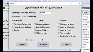 How to make Application of Unit Conversion in Visual Basic.Net Visual Studio?