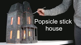 How to Build Bates Motel House with Popsicle sticks Time-Lapse